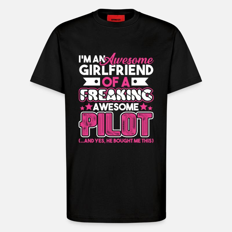 Pilot Proud Pilot Girlfriend - T-Shirt - made by SPREAD - SOLID BLACK