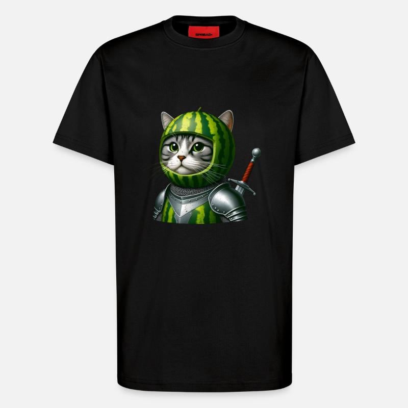 Chevalier chat pastèque - T-shirt bio décontracté fabriqué en UE - SOLID BLACK