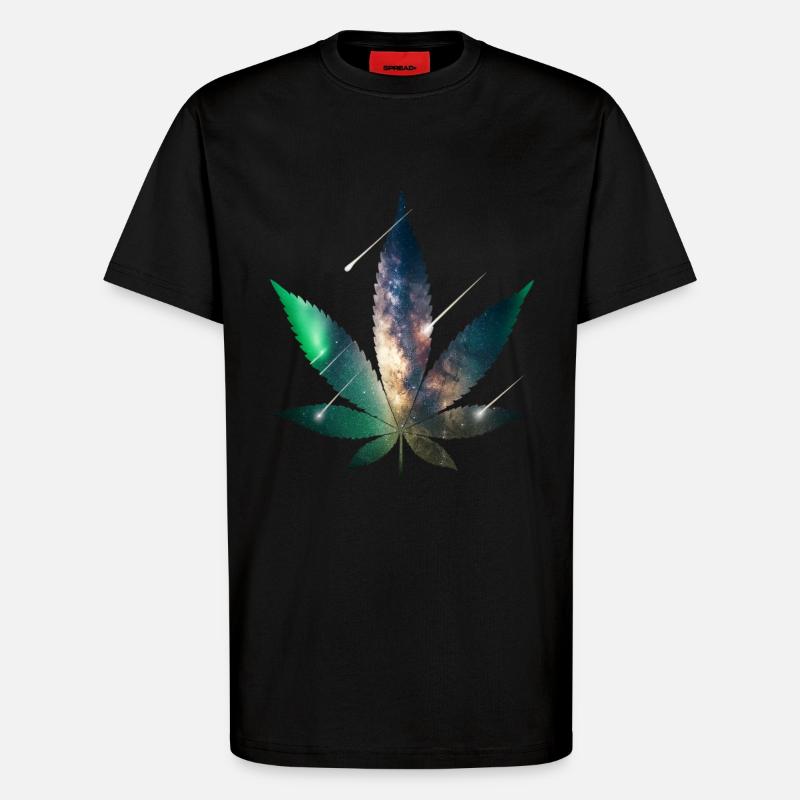 Galaxy Hanfblatt - Cannabis - Weed - T-Shirt - made by SPREAD - SOLID BLACK