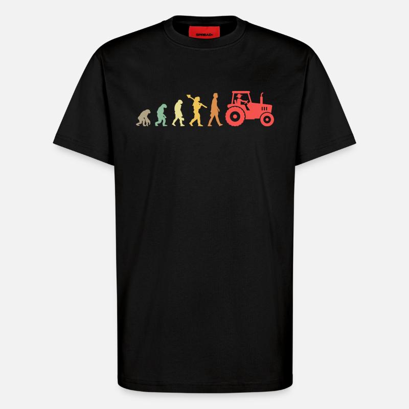 Evolution Tractor _ Farmer - T-Shirt - made by SPREAD - SOLID BLACK