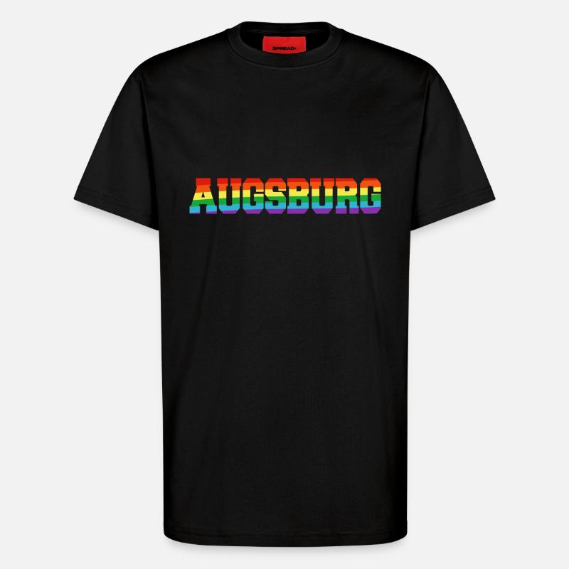 Augsburg Regenbogenfahne - T-Shirt - made by SPREAD - SOLID BLACK