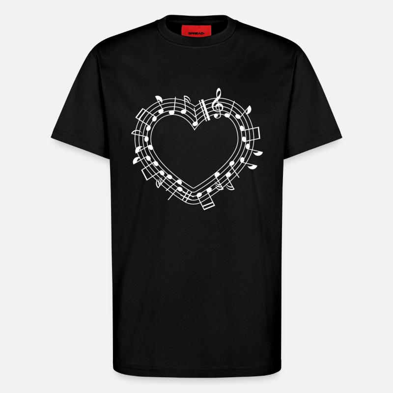Noten Herz - T-Shirt - made by SPREAD - SOLID BLACK