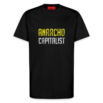 Anarcho capitaliste libertaire anarchiste - T-shirt bio décontracté fabriqué en UE - SOLID BLACK - Devant - Alina (178cm) & Michal (187cm)