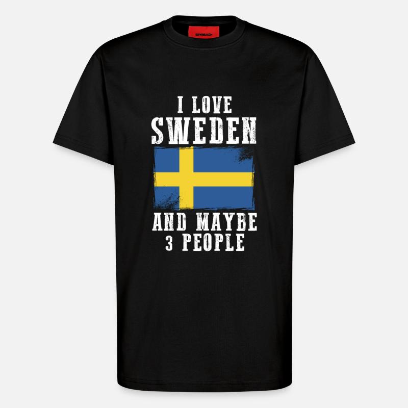 Suède drapeau cadeau suède - T-shirt bio décontracté fabriqué en UE - SOLID BLACK
