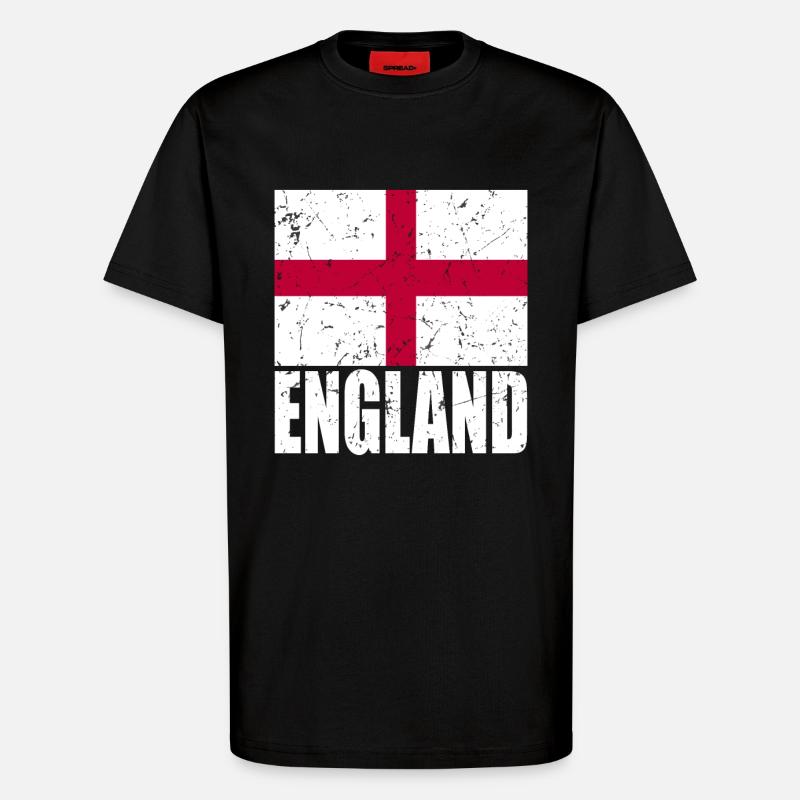 Drapeau de l’Angleterre - T-shirt bio décontracté fabriqué en UE - SOLID BLACK
