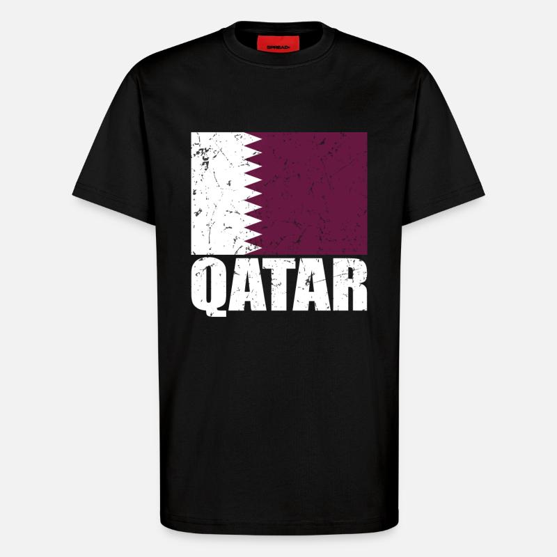 Drapeau du Qatar - T-shirt bio décontracté fabriqué en UE - SOLID BLACK