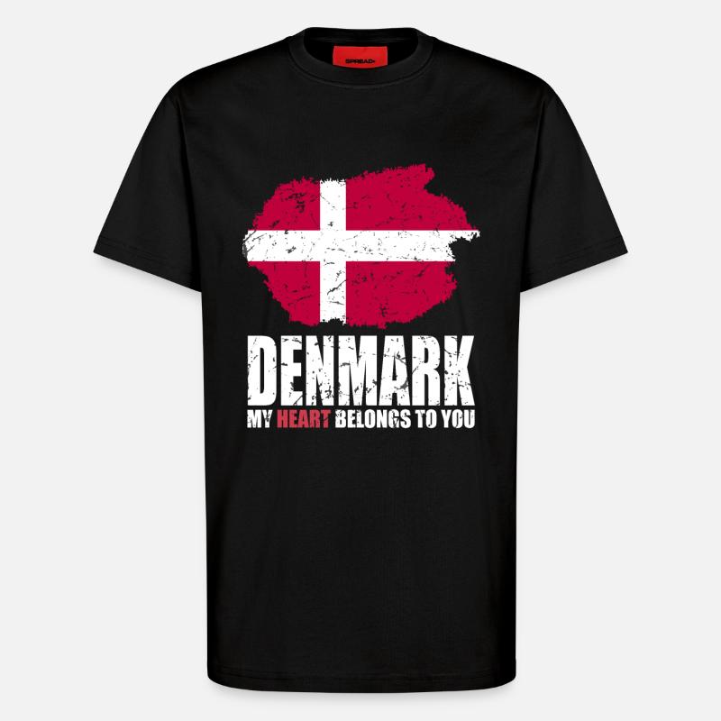 Drapeau du Danemark - T-shirt bio décontracté fabriqué en UE - SOLID BLACK
