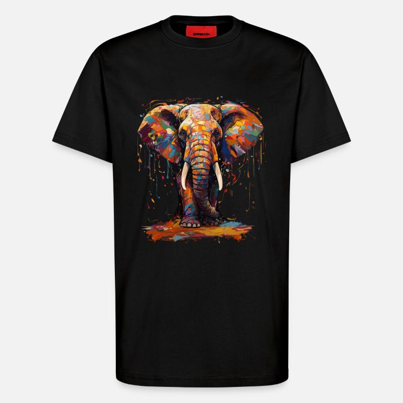 Elephant farbenfroh - T-Shirt - made by SPREAD - SOLID BLACK