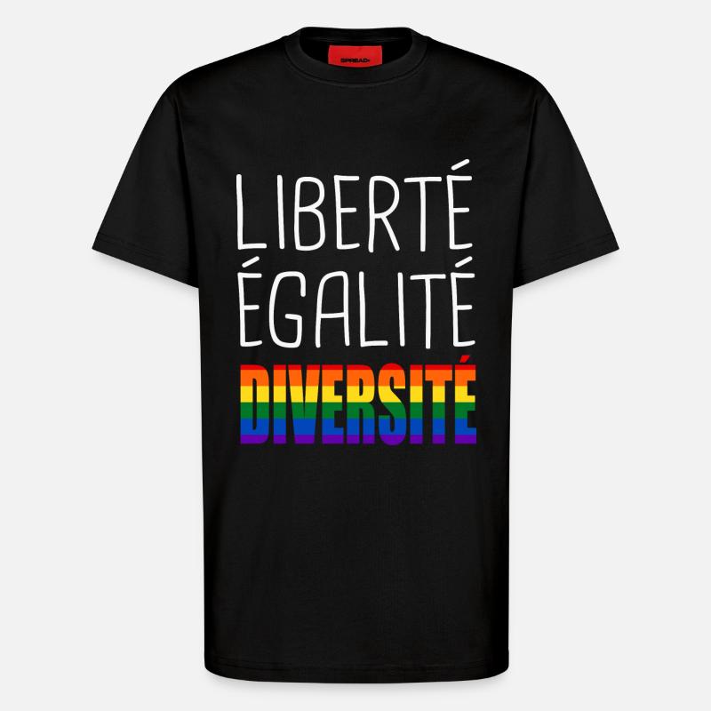 LGBT liberté égalité diversité - T-shirt bio décontracté fabriqué en UE - SOLID BLACK
