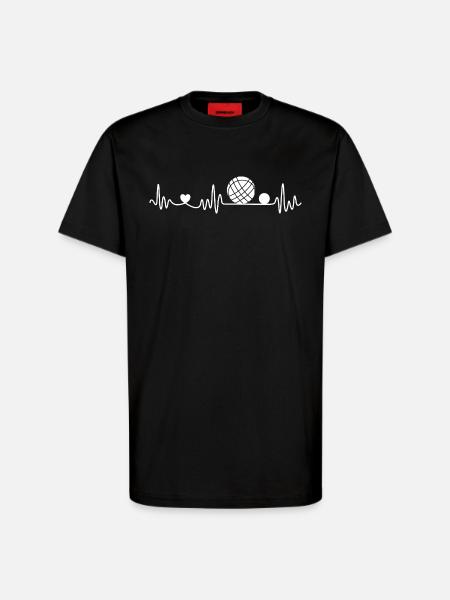 Bocce and Petanque Heartbeat Graphic - T-Shirt - made by SPREAD - SOLID BLACK