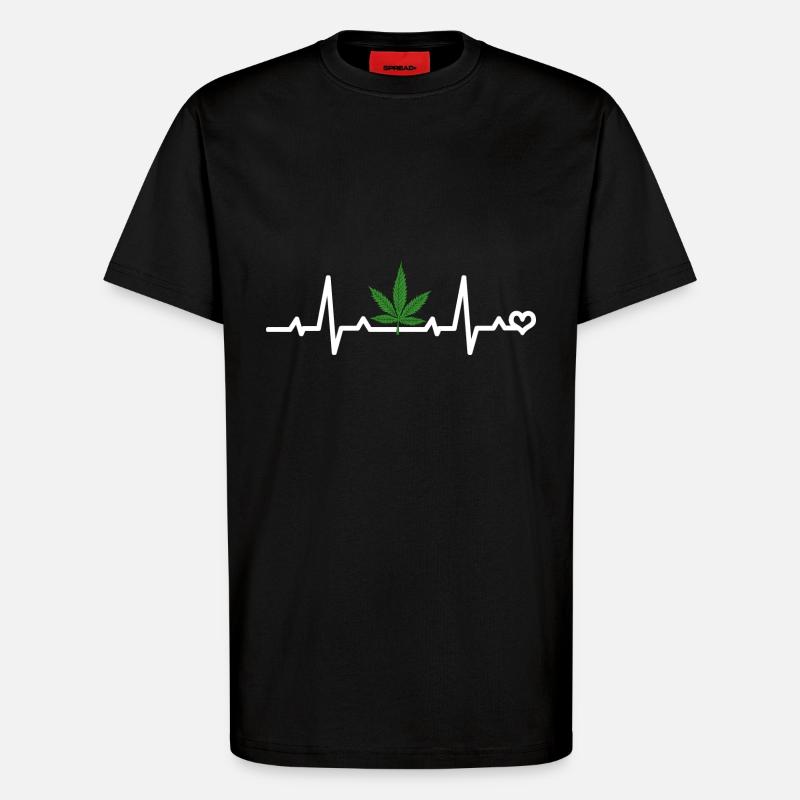 Cannabisblatt EKG - T-Shirt - made by SPREAD - SOLID BLACK