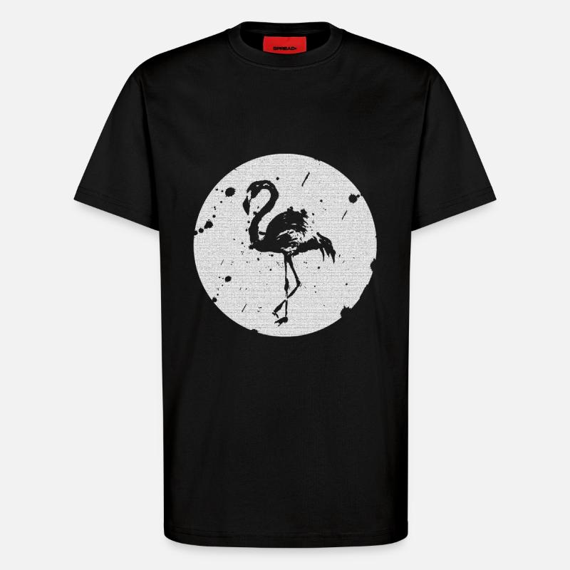 Flamant noir et blanc - T-shirt bio décontracté fabriqué en UE - SOLID BLACK