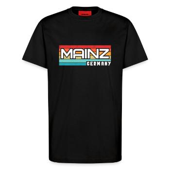 Mainzerin Mainzer Mayence - T-shirt bio décontracté fabriqué en UE - SOLID BLACK - Devant - Alina (178cm) & Michal (187cm)