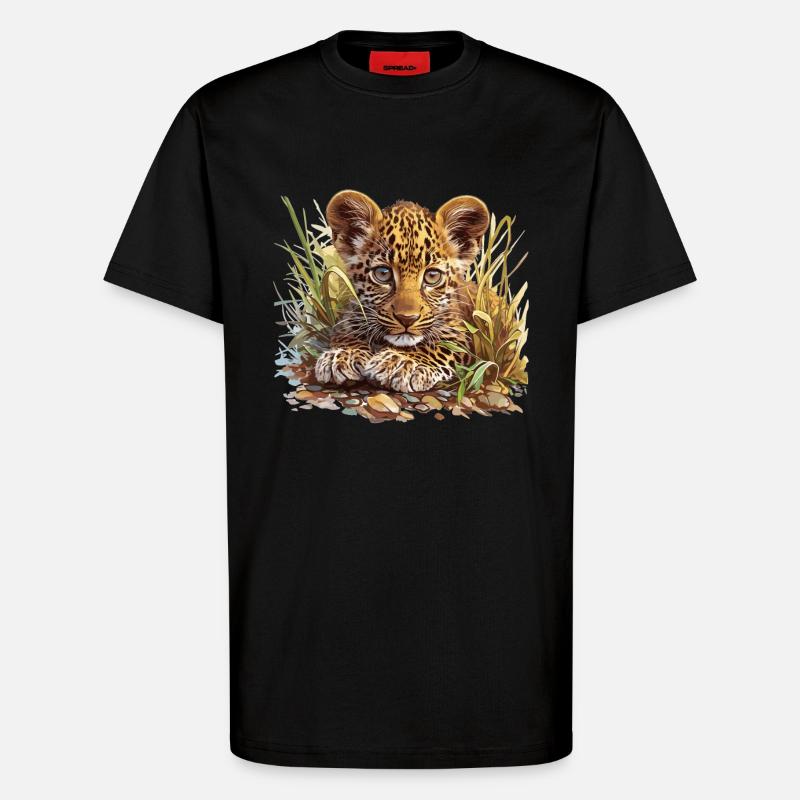 Léopard léopard - T-shirt bio décontracté fabriqué en UE - SOLID BLACK