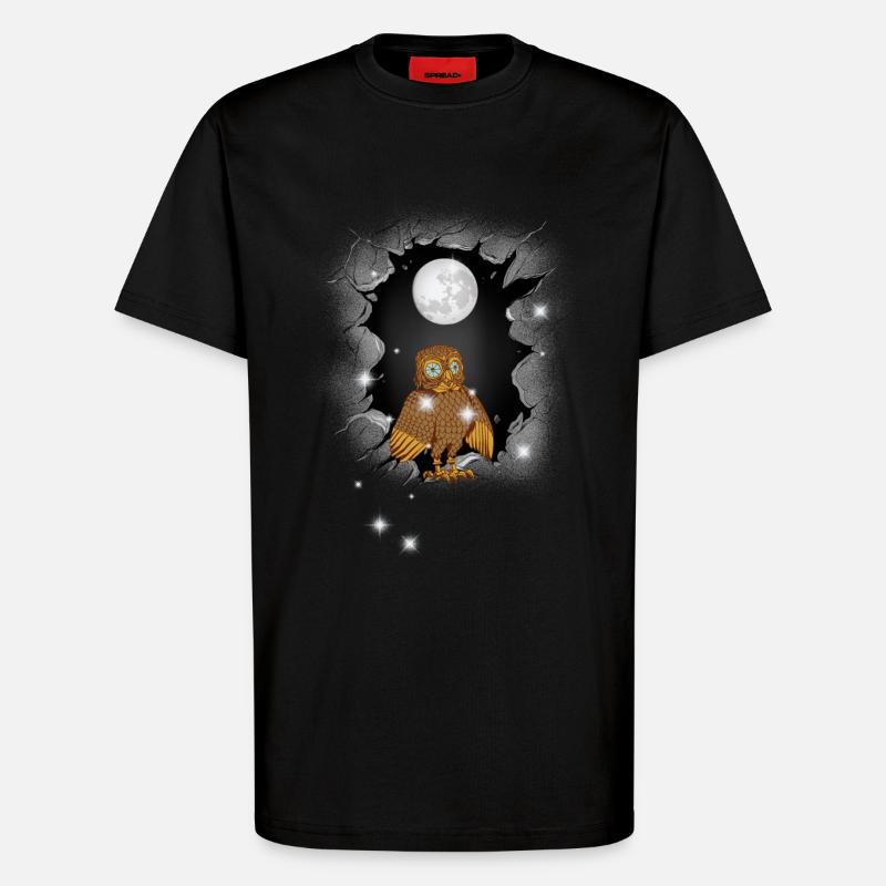 Eule Eulen Mond - T-Shirt - made by SPREAD - SOLID BLACK
