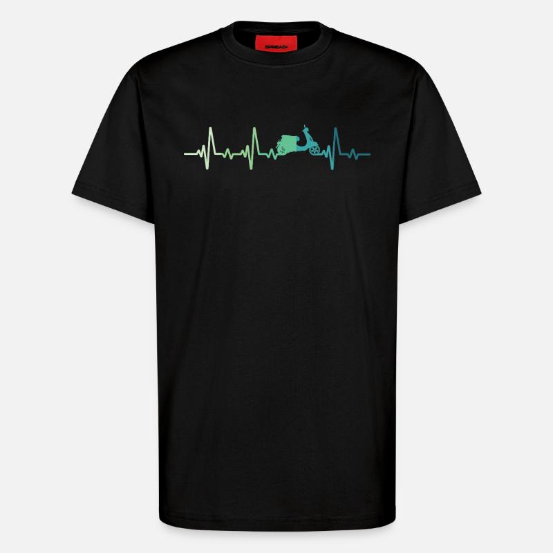Scooter-Herzschlag-Mopedroller - T-Shirt - made by SPREAD - SOLID BLACK