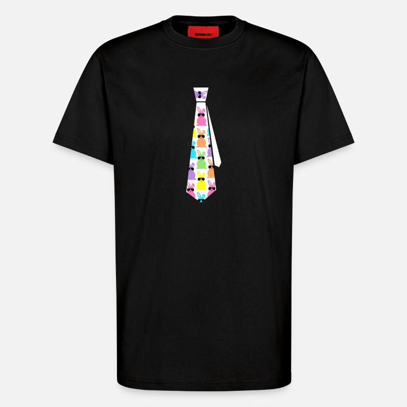 Pastel Rabbits Sunglasses Tie Pattern - T-Shirt - made by SPREAD - SOLID BLACK