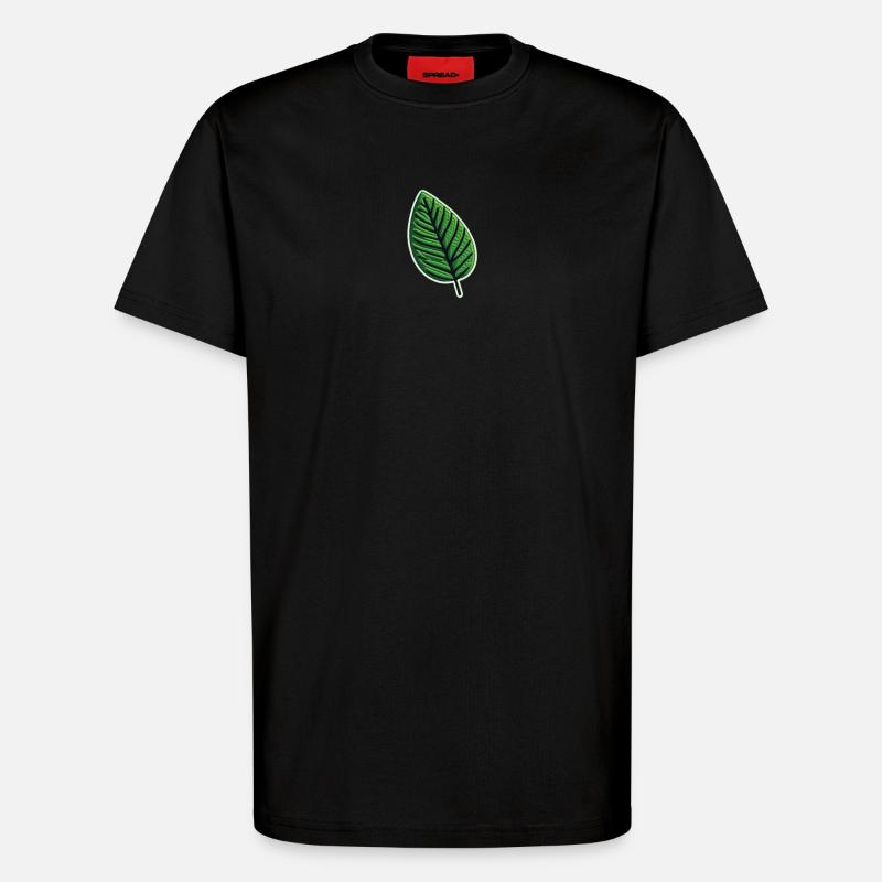 Grünes Blatt Patch - T-Shirt - made by SPREAD - SOLID BLACK