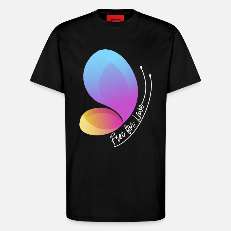 Free Through Love Gradient Butterfly - T-Shirt - made by SPREAD - SOLID BLACK