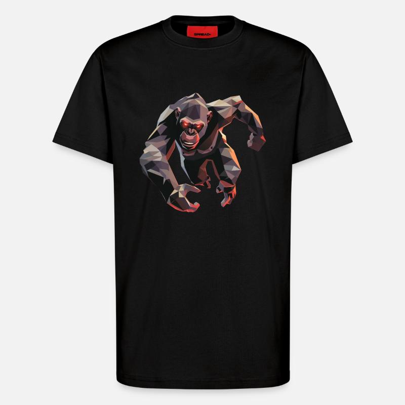 Gorilla im Low Poly Stil - T-Shirt - made by SPREAD - SOLID BLACK