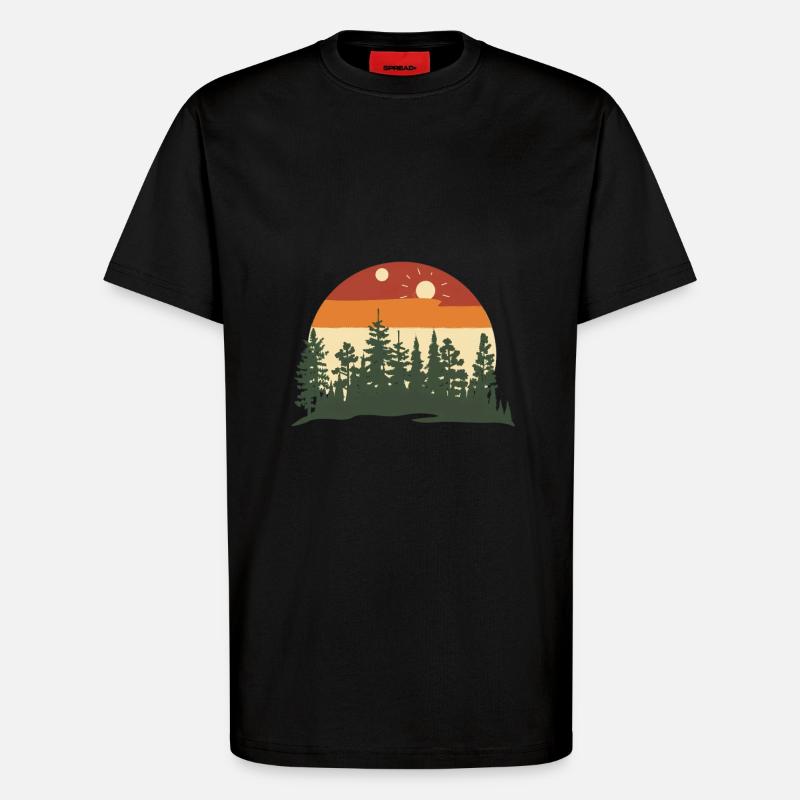 Forest silhouette at sunset - T-Shirt - made by SPREAD - SOLID BLACK