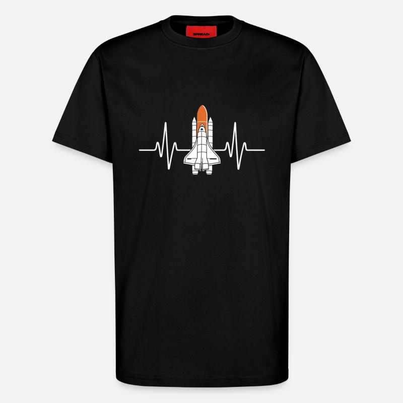 Herzschlag Space Shuttle Design - T-Shirt - made by SPREAD - SOLID BLACK