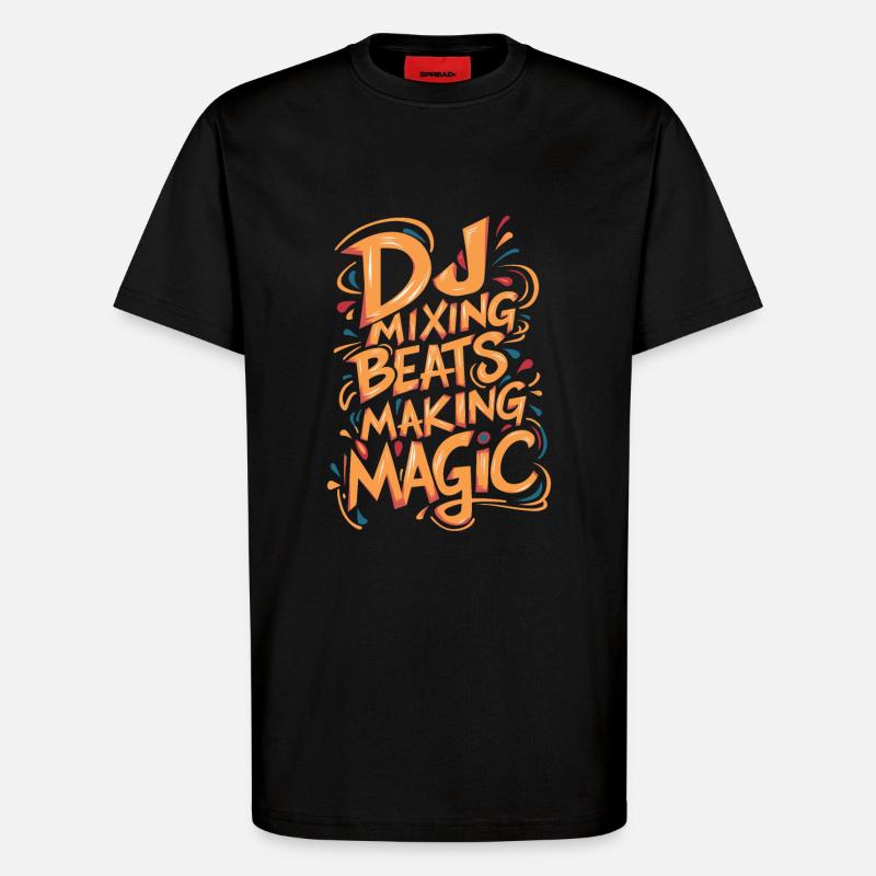 DJ Mixing Beats Making Magic - T-Shirt - made by SPREAD - SOLID BLACK