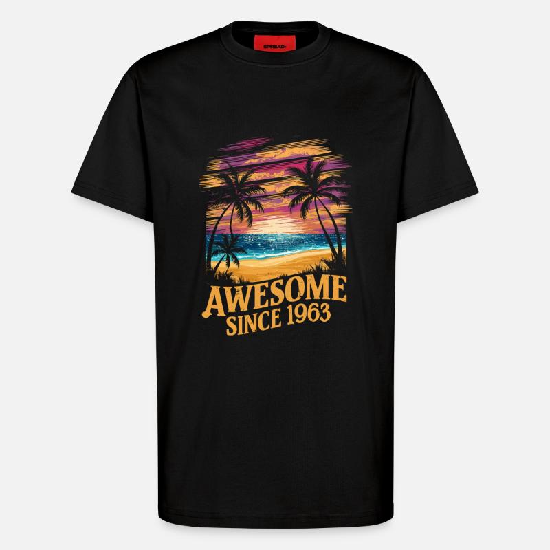 Awesome Since 1963 Beach Sunset - T-Shirt - made by SPREAD - SOLID BLACK