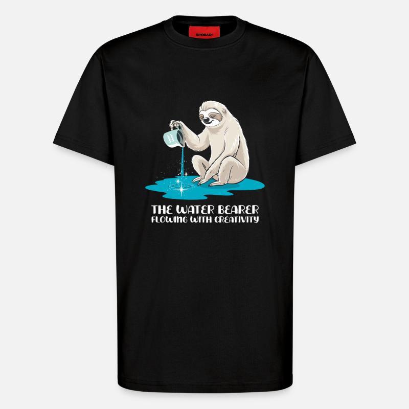 Wassermann Faultier: Der Wasserträger der - T-Shirt - made by SPREAD - SOLID BLACK