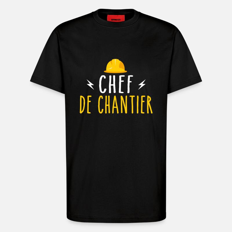 Chef De Chantier - T-shirt bio décontracté fabriqué en UE - SOLID BLACK