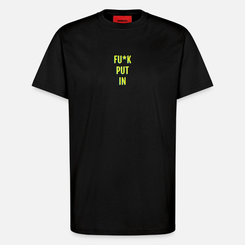 Provocative neon text graphics - T-Shirt - made by SPREAD - SOLID BLACK