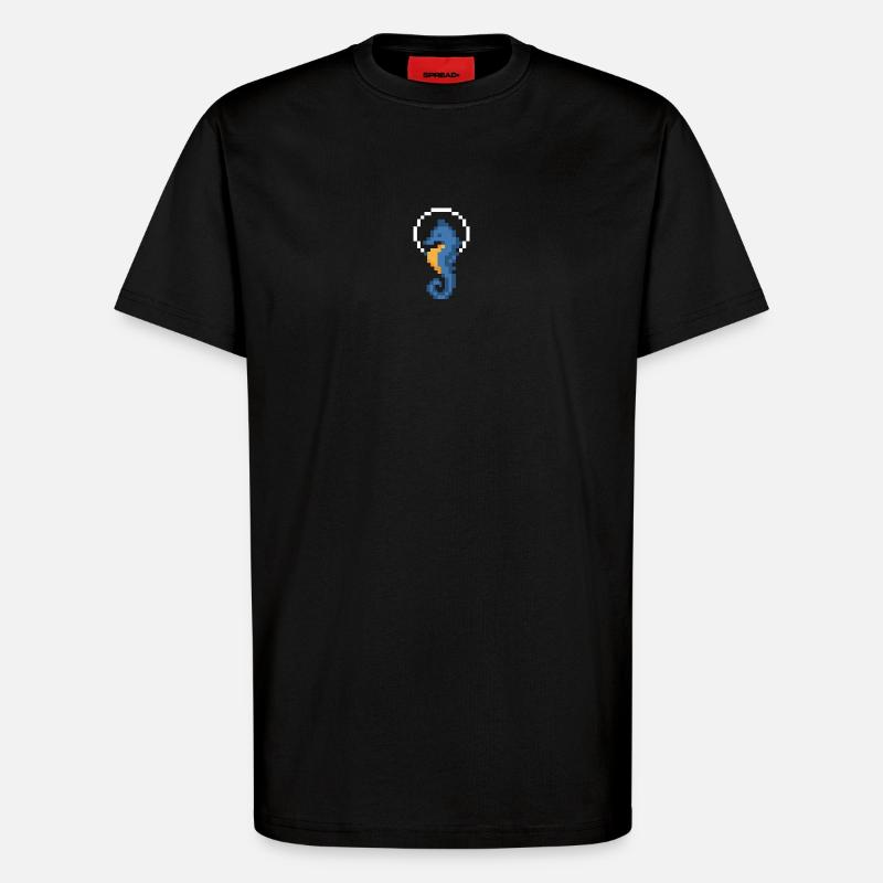 Seepferdchen Pixel Blau - T-Shirt - made by SPREAD - SOLID BLACK