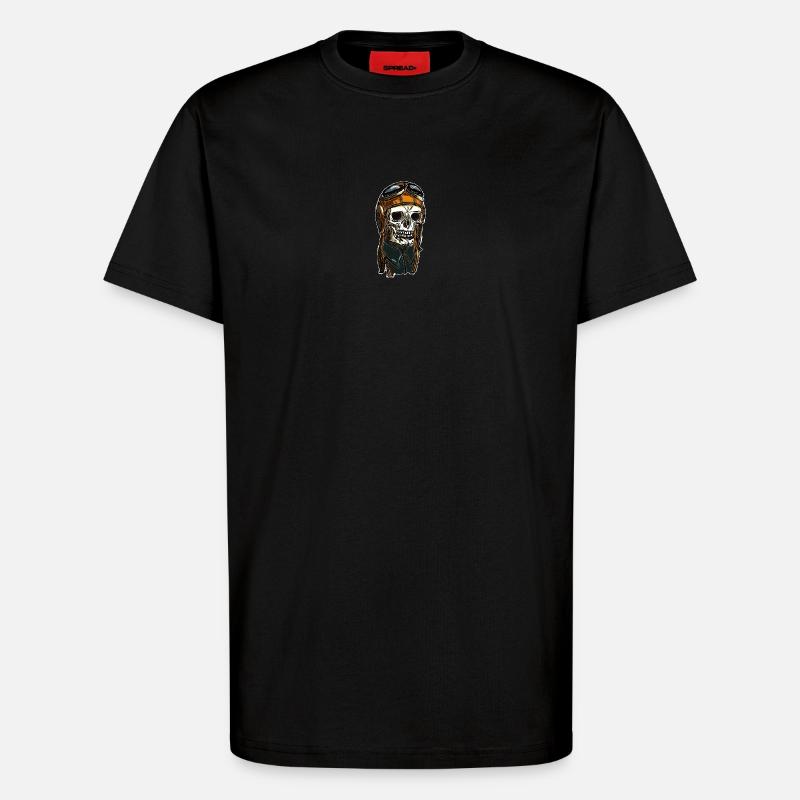 Skull mit Helmkappe - T-Shirt - made by SPREAD - SOLID BLACK