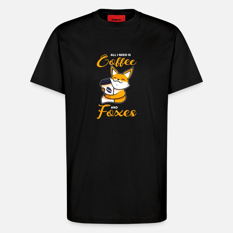 Coffee and foxes - T-Shirt - made by SPREAD - SOLID BLACK