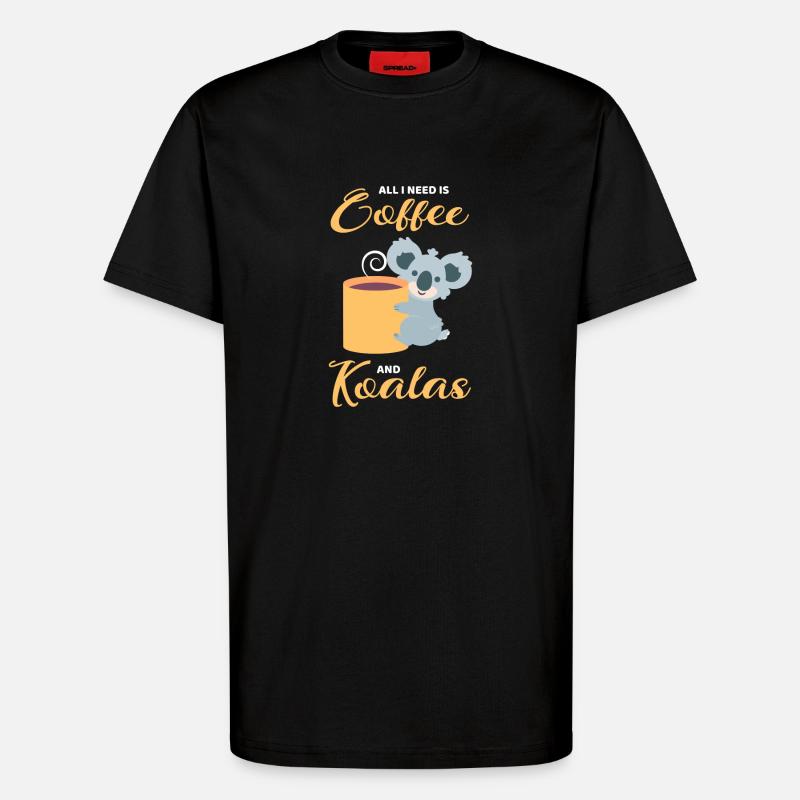Les koalas et le café - T-shirt bio décontracté fabriqué en UE - SOLID BLACK