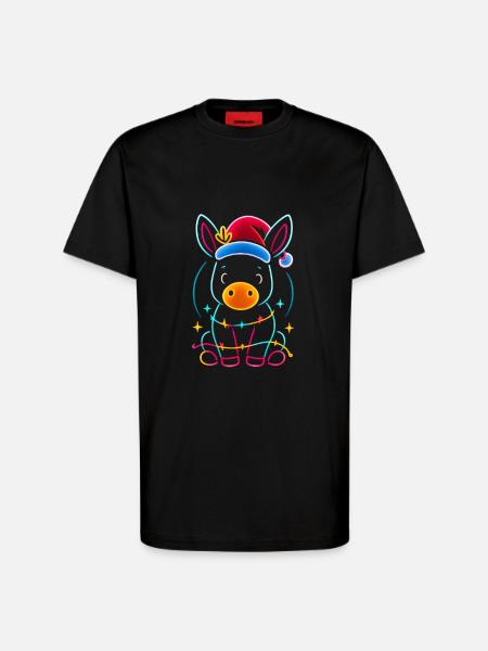 Donkey Elf Christmas Funny Gift - T-Shirt - made by SPREAD - SOLID BLACK