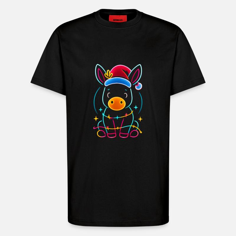 Donkey Elf Christmas Funny Gift - T-Shirt - made by SPREAD - SOLID BLACK