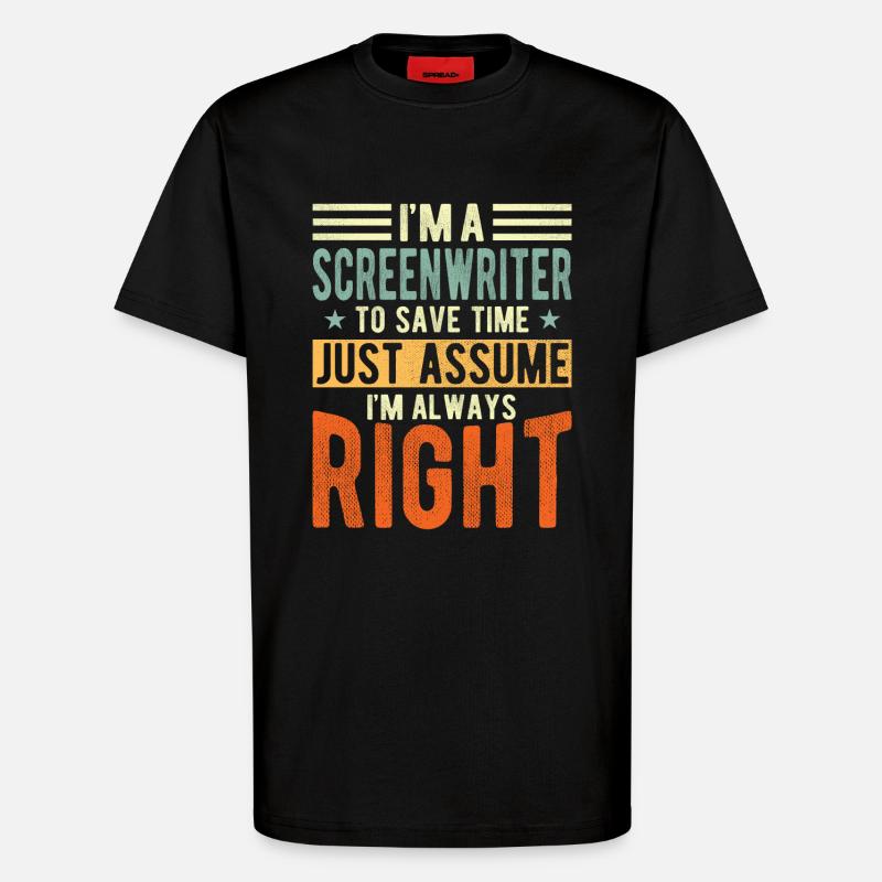Scénariste - T-shirt bio décontracté fabriqué en UE - SOLID BLACK