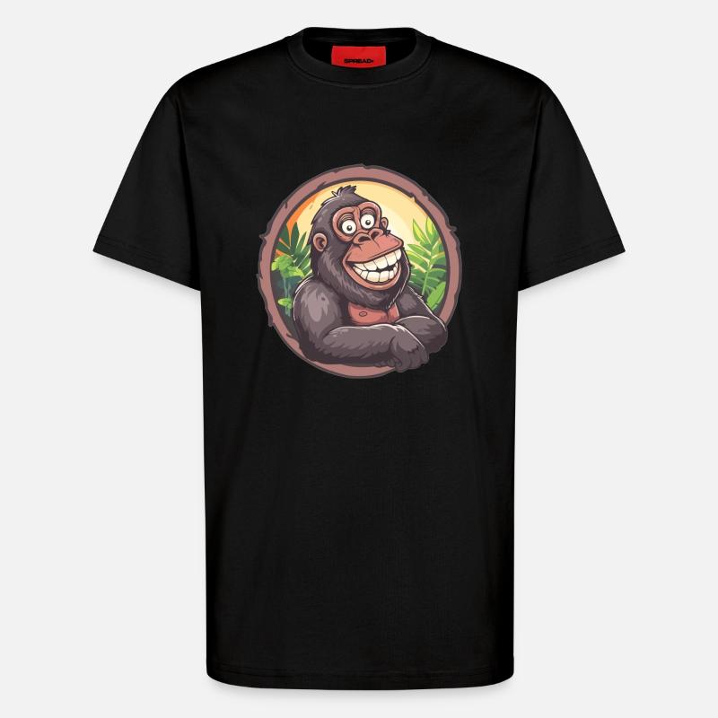 Lachender Gorilla Dschungel - T-Shirt - made by SPREAD - SOLID BLACK