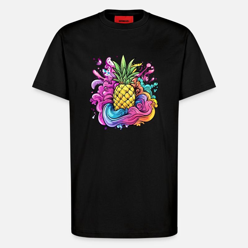 Ananas Farbexplosion - T-Shirt - made by SPREAD - SOLID BLACK