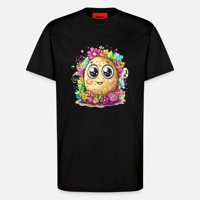 Fleur de patate heureuse - T-shirt bio décontracté fabriqué en UE - SOLID BLACK