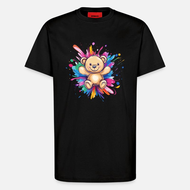 Teddybär Farbexplosion - T-Shirt - made by SPREAD - SOLID BLACK