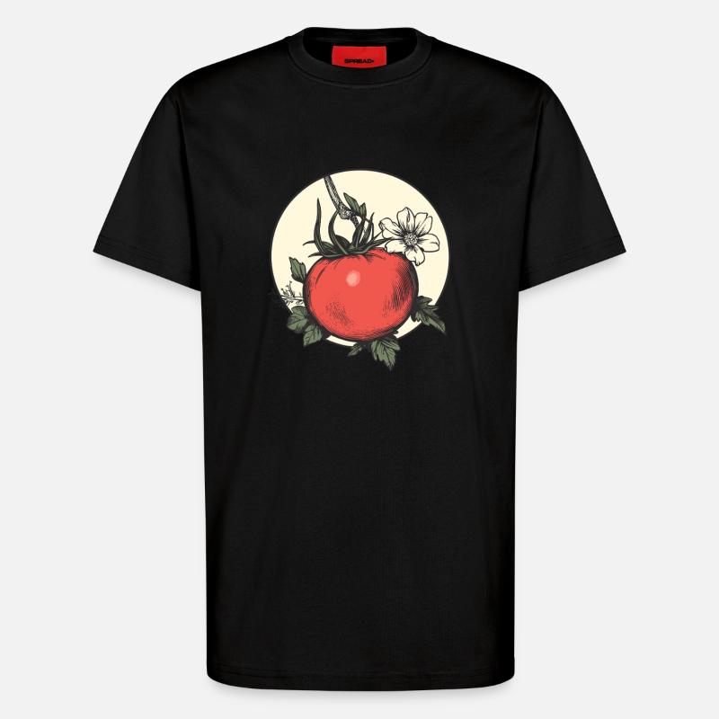 Ästhetische Tomate mit Blüte - T-Shirt - made by SPREAD - SOLID BLACK