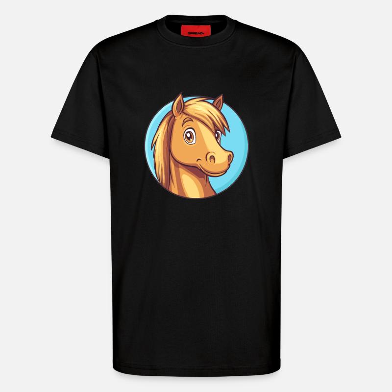 Fröhliches Pferd mit Lächeln - T-Shirt - made by SPREAD - SOLID BLACK