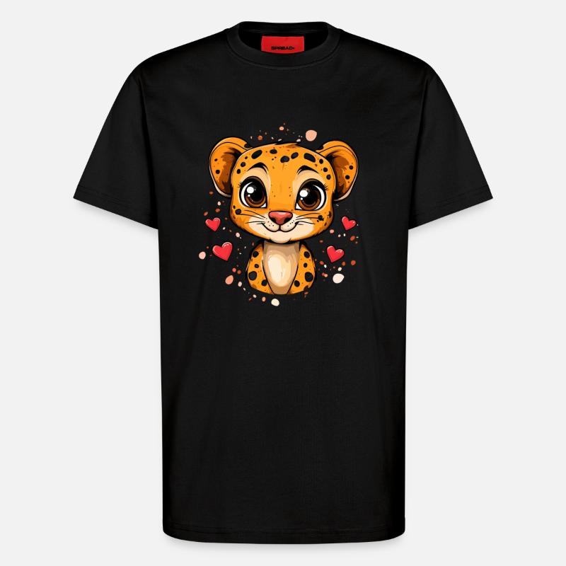 Gepard mit Herzchen - T-Shirt - made by SPREAD - SOLID BLACK
