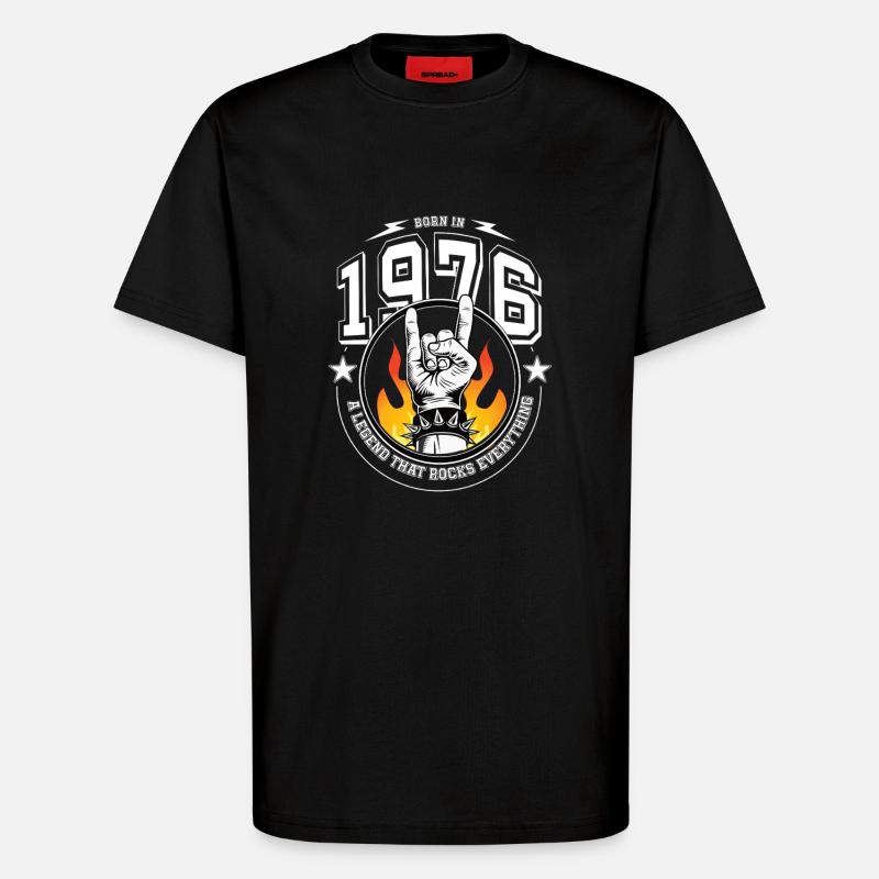 1976 Birthday, rocks everything - T-Shirt - made by SPREAD - SOLID BLACK