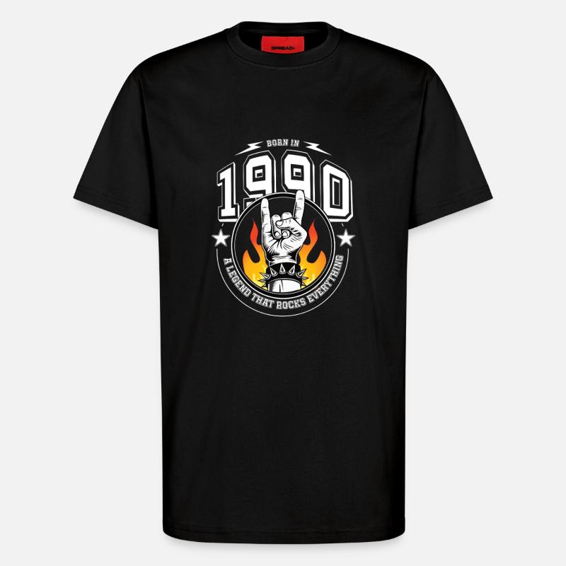 1990 Anniversaire, tout bascule - T-shirt bio décontracté fabriqué en UE - SOLID BLACK