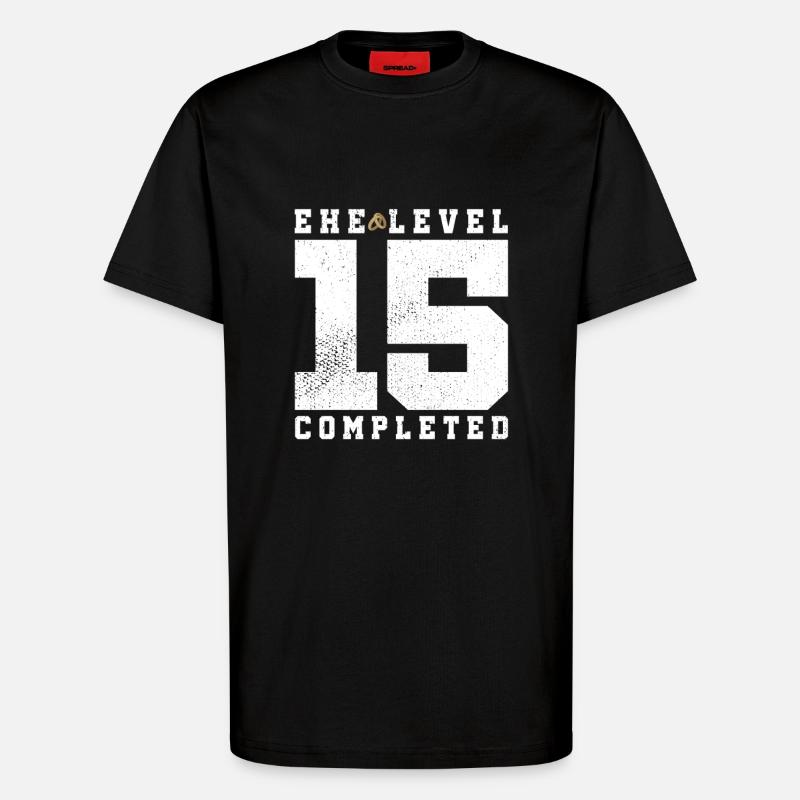 Ehe Level 15 Completed - T-Shirt - made by SPREAD - SOLID BLACK