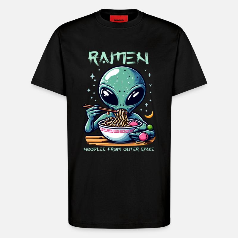 Outer Space Ramen Alien Nudeln - T-Shirt - made by SPREAD - SOLID BLACK