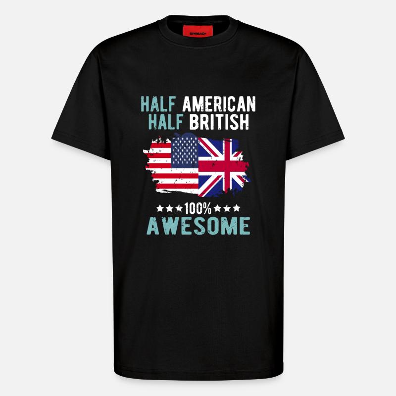 Half American Half British - T-Shirt - made by SPREAD - SOLID BLACK